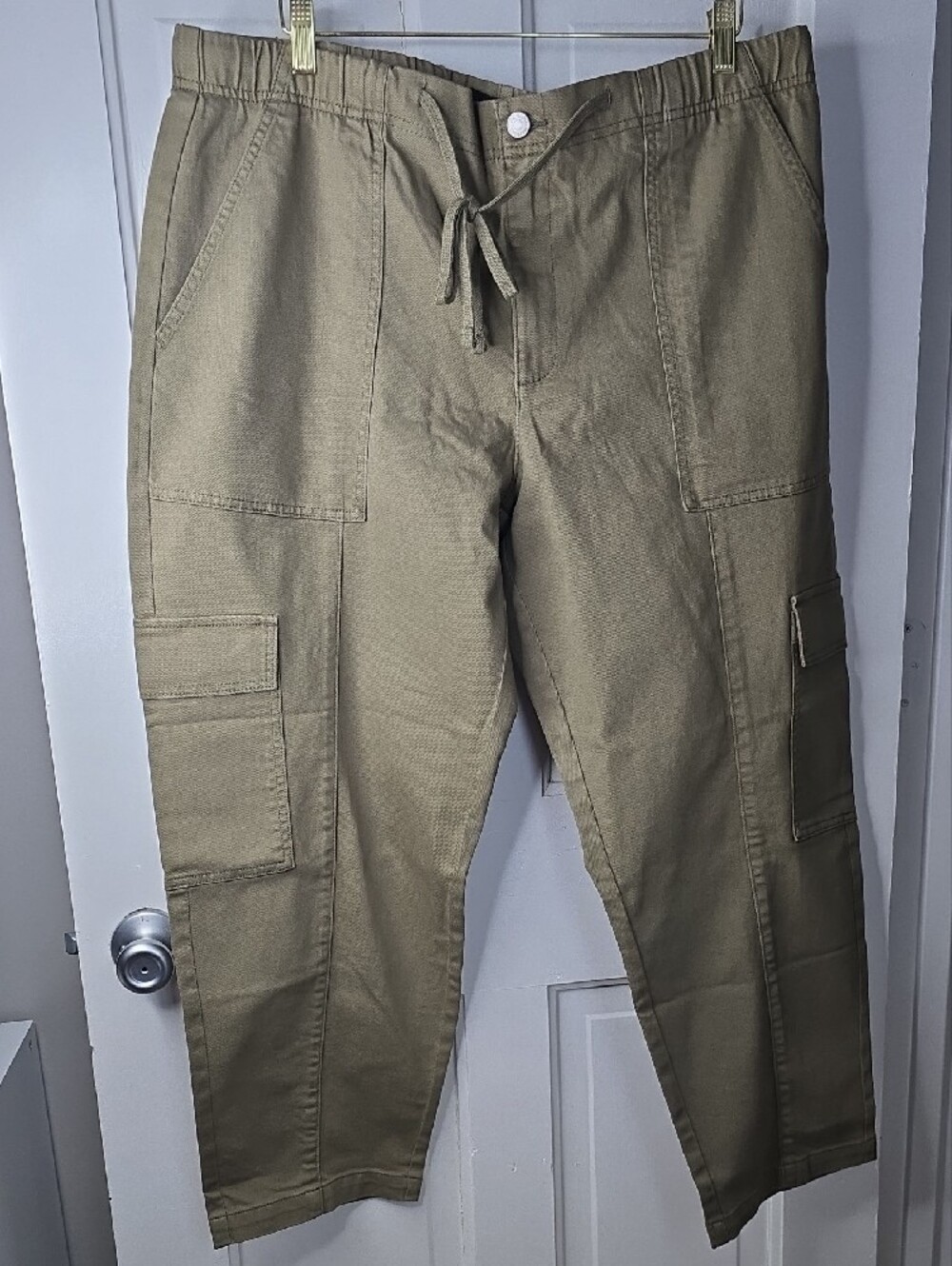 Banana Republic Utility Cargo Pants Womens XL Olive Green Tapered Mid Rise Ankle